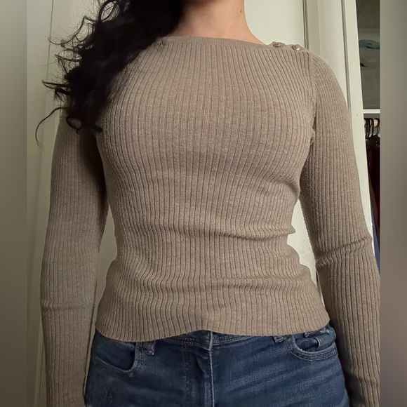 Taupe Ribbed Sweater - Picture 2 of 6